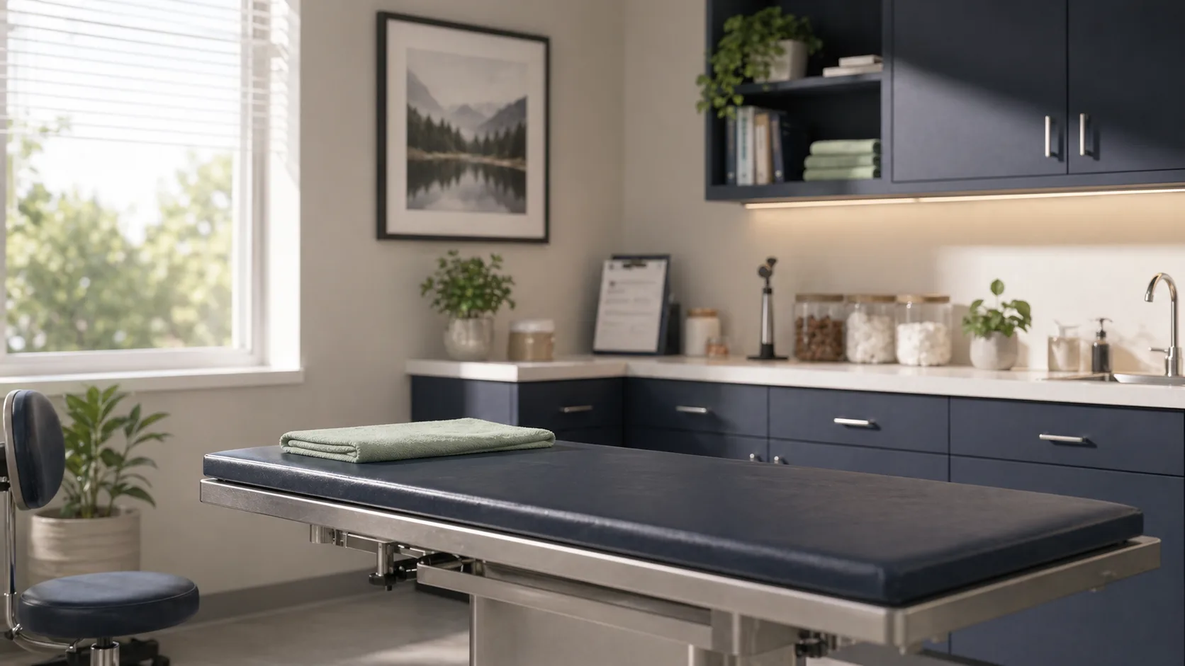Modern veterinary clinic exam room
